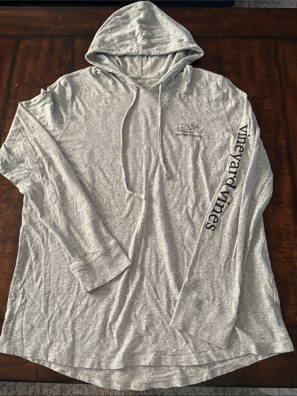 Vineyard Vines Heather Gray Lightweight Hooded Long Sleeve